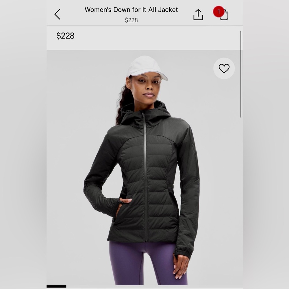 Lululemon Down For It All Black Puffer Jacket with hood